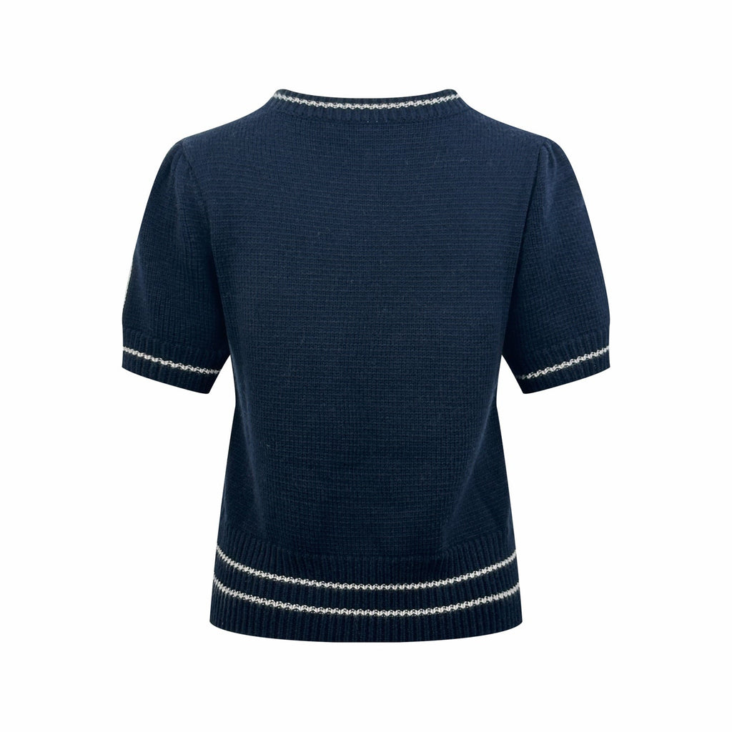 2026 Women's CD Embroidered Short-Sleeved Sweater (DD132)